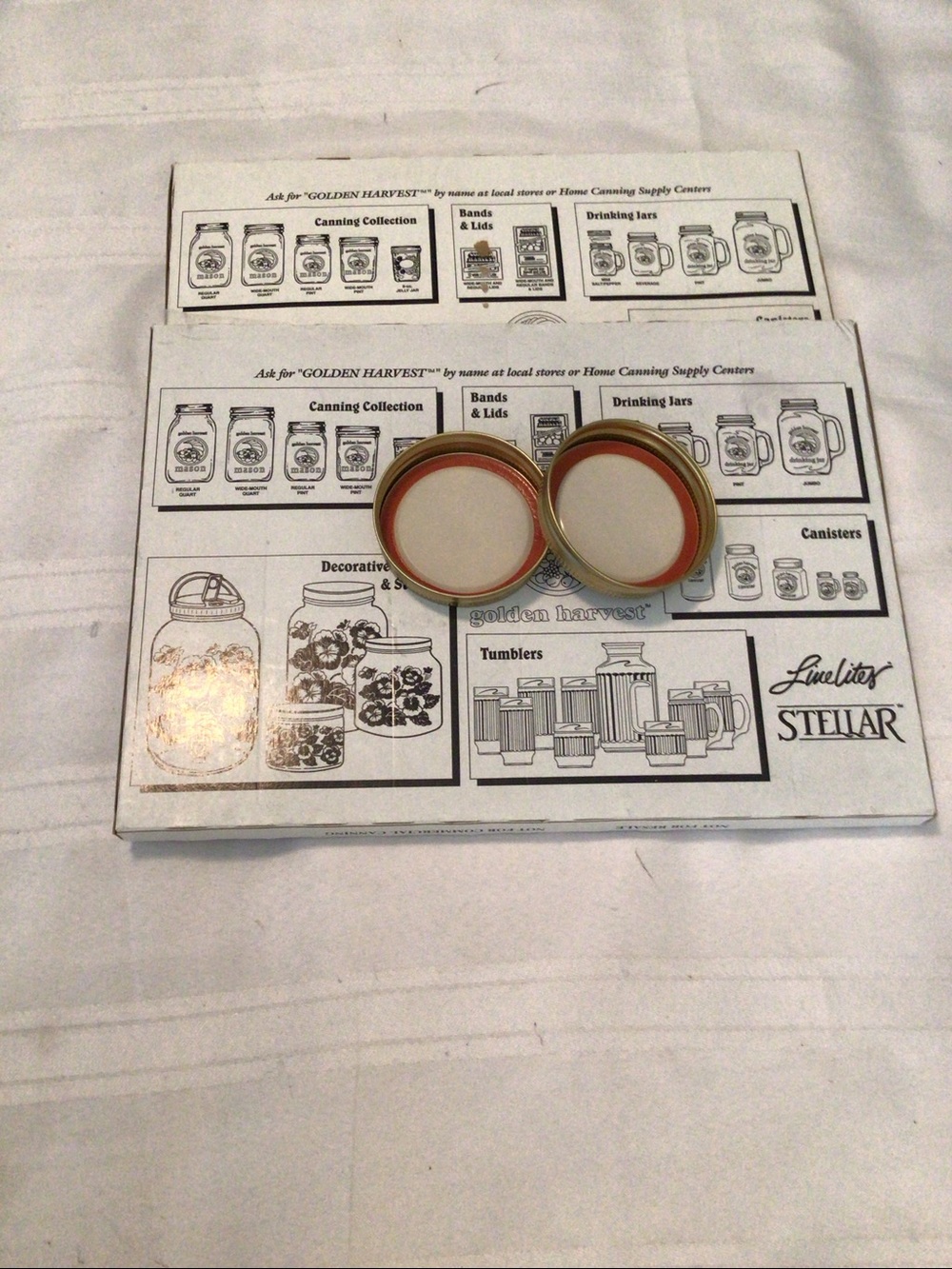 Golden Harvest/Stellar Canning Jar Lids - Orange Trim 2 packs 12 each sealed